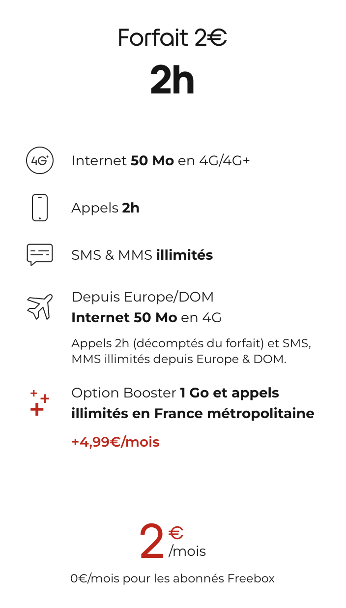 Forfait mobile pas cher Free le forfait 2h à 2 de référence